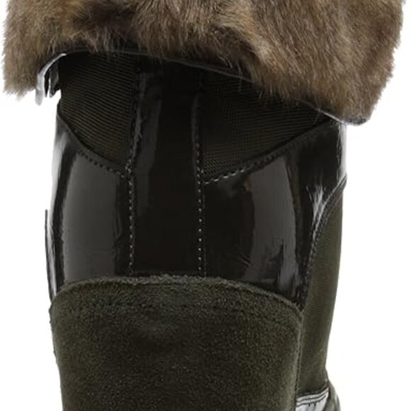 Aldo Army Green Faux Fur Wedge Sneaker / Ankle Bootie - Size 8.5 - Picture 4 of 10